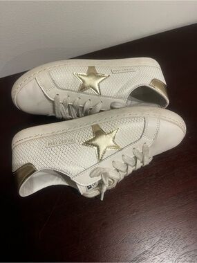 White Sneakers with Gold Star Accent